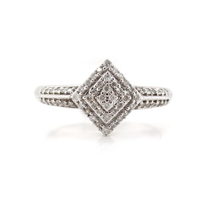 Lot 172 - 9CT White Gold Diamond Dress Ring