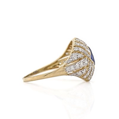 Lot 48 - 14CT Yellow Gold 1.80ct Blue Ceylon Sapphire And Diamond Dress Ring