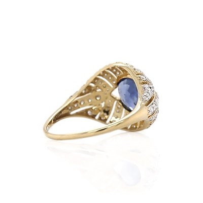 Lot 48 - 14CT Yellow Gold 1.80ct Blue Ceylon Sapphire And Diamond Dress Ring