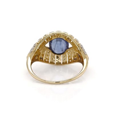 Lot 48 - 14CT Yellow Gold 1.80ct Blue Ceylon Sapphire And Diamond Dress Ring