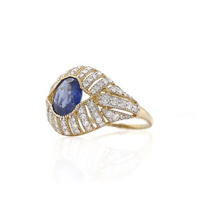 Lot 48 - 14CT Yellow Gold 1.80ct Blue Ceylon Sapphire And Diamond Dress Ring
