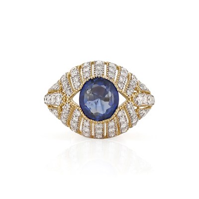 Lot 48 - 14CT Yellow Gold 1.80ct Blue Ceylon Sapphire And Diamond Dress Ring