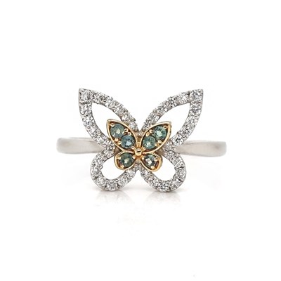Lot 120 - Platinum & 18CT Gold Alexandrite and Diamond Butterfly Ring