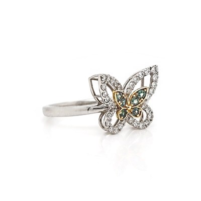 Lot 120 - Platinum & 18CT Gold Alexandrite and Diamond Butterfly Ring