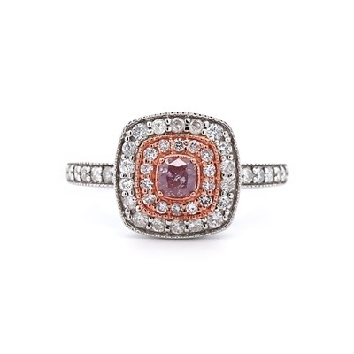 Lot 125 - 14CT White & Rose Gold 0.63CT Diamond Ring