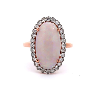 Lot 5 - 14CT Rose Gold 2.24CT Opal & Diamond Ring