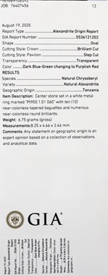 Lot 8 - Platinum GIA Certified 1.01CT Alexandrite & Diamond Ring