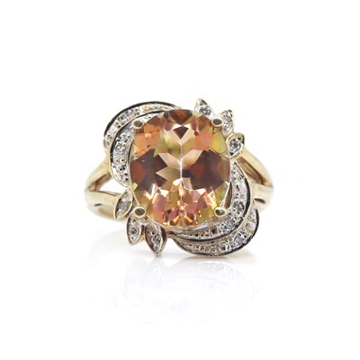 Lot 98 - 9CT Yellow Gold 4.60ct Honey Topaz And Diamond Cocktail Ring