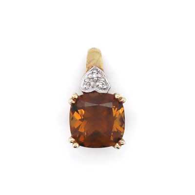 Lot 54 - 9CT Yellow And White Gold 2.30ct Smokey Quartz And White Cubic Zirconia slider Pendant