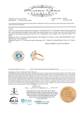 Lot 16 - 14CT Yellow Gold 2.64ct Aquamarine And Diamond Cocktail Ring