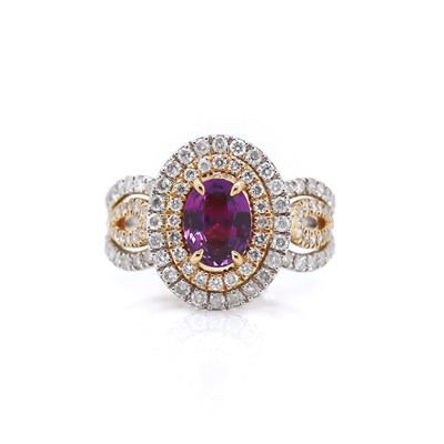 Lot 176 - 14CT White And Yellow Gold 0.95ct Fancy Pink And Diamond Dress Ring