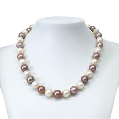 Lot 73 - 14CT Rose Gold Freshwater Pearl, South Sea Pearl And Diamond Necklace