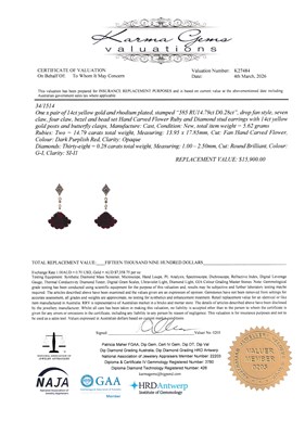 Lot 88 - 14CT Yellow Gold 14.79ct Carved Rubies And Diamond Drop Earrings