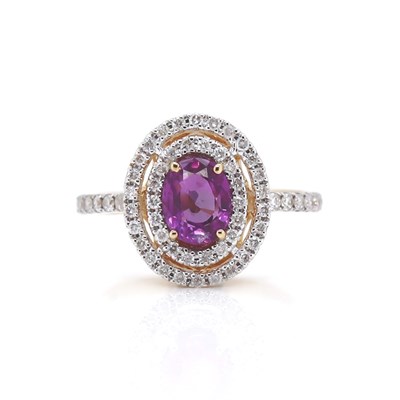 Lot 102 - 14CT Yellow And White Gold 0.91ct Fancy Pink Sapphire With Diamond Dress Ring