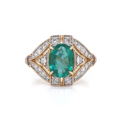 Lot 57 - 14CT Yellow Gold 1.64ct Emerald And Diamond Dress Ring