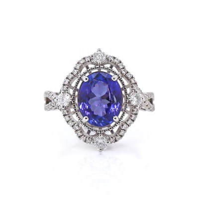 Lot 150 - 14CT White Gold 2.64ct Tanzanite And Diamond Dress Ring