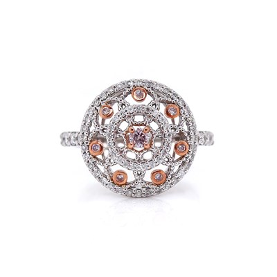 Lot 50 - 14CT White And Rose Gold 0.50ct Pink With White Diamond Dress Ring