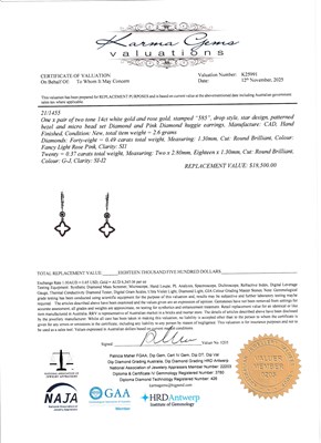 Lot 7 - 14CT White Gold 0.86ct Pink With White Diamond Drop Earrings