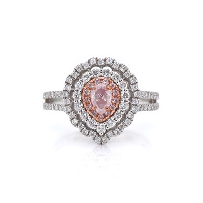 Lot 29 - 14CT White And Rose Gold 0.75ct Pink With White Diamond Dress Ring