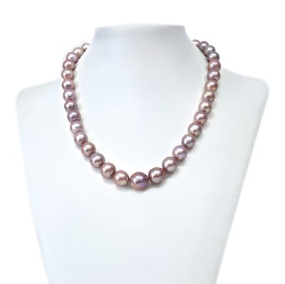 Lot 190 - 14CT Rose Gold 0.04ct Diamond And Pearl Necklace