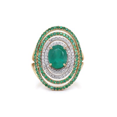 Lot 173 - 14CT Yellow Gold 2.14ct Emerald And Diamond Cocktail Ring