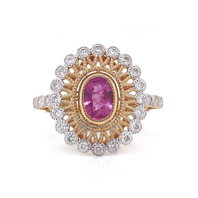 Lot 21 - 14CT Yellow Gold 0.89ct Fancy Pink Sapphire And Diamond Dress Ring