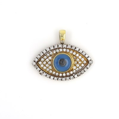 Lot 52 - 9CT Yellow Gold Cubic Zirconia Evil Eye Pendant
