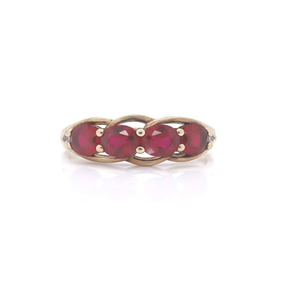 Lot 46 - 9CT Yellow Gold Created Ruby And Diamond Dress Ring