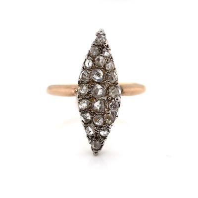 Lot 14 - 18CT Rose / White Gold Diamond Navette Ring
