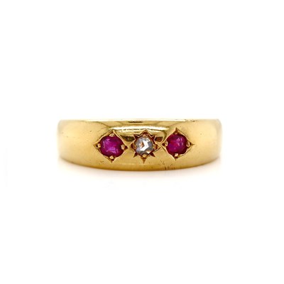 Lot 182 - 18CT Yellow Gold Ruby & Diamond Ring