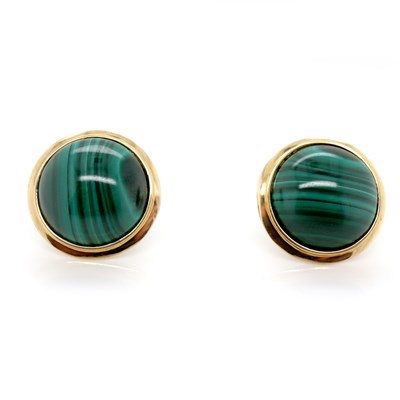 Lot 66 - 14CT Yellow Gold Malachite Stud Earrings