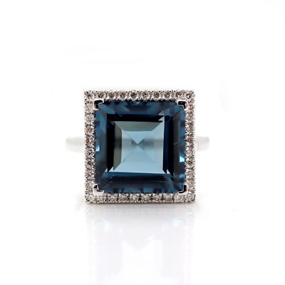 Lot 1 - 14CT White Gold 7.71CT London Topaz & Diamond Ring