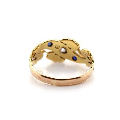 Lot 100 - 18ct Yellow Gold Sapphire & Seed Pearl Antique Ring