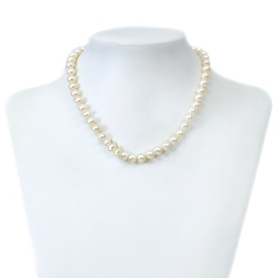 Lot 96 - 14CT White Gold Pearl & Diamond Necklace