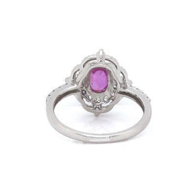 Lot 4 - Platinum GIA Cert. 1.00CT Pink Sapphire & Diamond Ring