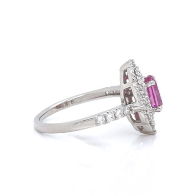 Lot 4 - Platinum GIA Cert. 1.00CT Pink Sapphire & Diamond Ring