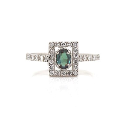 Lot 17 - Platinum GIA Cert. Alexandrite & Diamond Ring