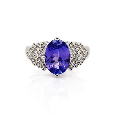 Lot 74 - 14CT White Gold 2.10CT Tanzanite & Diamond Ring