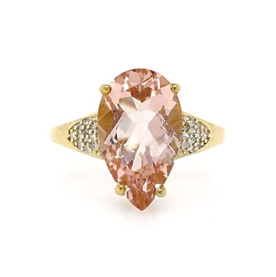 Lot 108 - 9CT Yellow Gold Morganite And Diamond Cocktail Ring