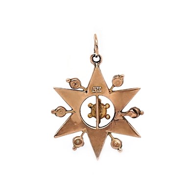 Lot 91 - 9CT Rose Gold Turquoise And Seed Pearl Star Pendant