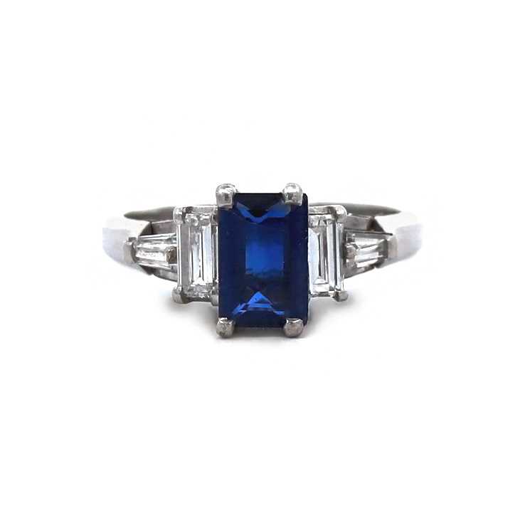 Lot 6 - Platinum Blue Sapphire And Diamond Dress Ring