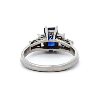 Lot 6 - Platinum Blue Sapphire And Diamond Dress Ring
