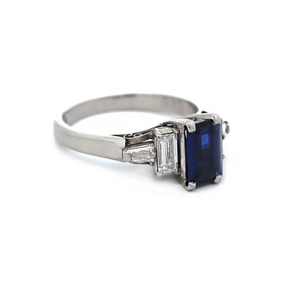 Lot 6 - Platinum Blue Sapphire And Diamond Dress Ring