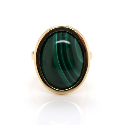 Lot 118 - 14CT Yellow Gold Natural Malachite Ring