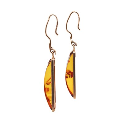 Lot 127 - 14CT Rose Gold Vintage Baltic Amber Earrings
