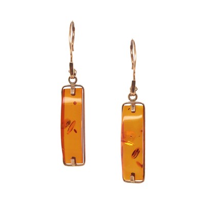 Lot 127 - 14CT Rose Gold Vintage Baltic Amber Earrings
