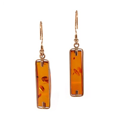 Lot 127 - 14CT Rose Gold Vintage Baltic Amber Earrings